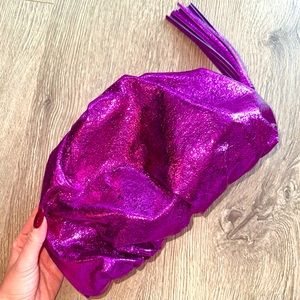 Like New! Rebecca Minkoff Ruched Clutch - Metallic Fuschia Pink Used Once